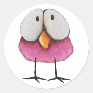 ピンクの鳥 ラウンドシール
