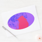 ピンクの鳥 楕円形シール (封筒)