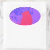 ピンクの鳥 楕円形シール (バッグ)