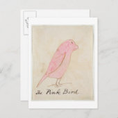 ピンクの鳥、'16スケッチの漫画bir ポストカード (正面/裏面)