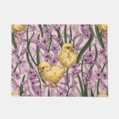 ピンクの鶏とヒヤシンス ドアマット (正面)