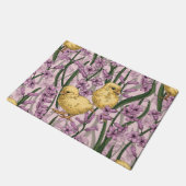 ピンクの鶏とヒヤシンス ドアマット (アングル)