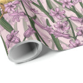 ピンクの鶏とヒヤシンス ラッピングペーパー (ロールコーナー)