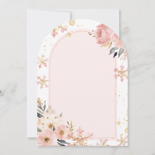 ピンクの鹿のウィンターワンダーランドアーチベイビーシャワー 招待状 (裏面)