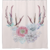 ピンクの鹿〔雄ジカの〕枝角花多肉園 シャワーカーテン (正面)