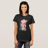 ピンクの麦わら帽子をかぶった競走馬 女性用競馬グッズ Tシャツ (正面フル)