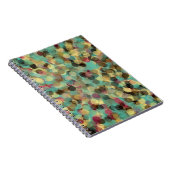 ピンクの黄緑と青の円のパターン抽象芸術 ノートブック (右側)
