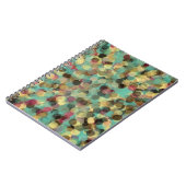 ピンクの黄緑と青の円のパターン抽象芸術 ノートブック (左側)