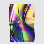 ピンクの黄色いスパイラル幽霊に凸型のツイスト青 ゴルフタオル (正面)