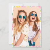 ピンクの黄色いバラのフローラ金ゴールドスクリプトSweet 16 招待状 (裏面)