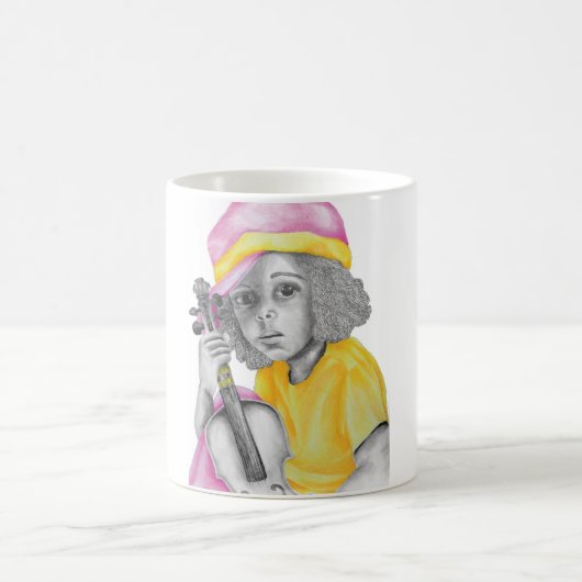 ピンクの黄色い女の子 コーヒーマグカップ (中央)