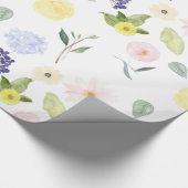 ピンクの黄色い水彩画の花柄 ラッピングペーパー (角)