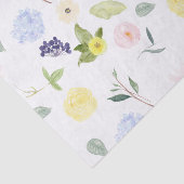 ピンクの黄色い水彩画の花柄 薄葉紙 (詳細)