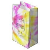 ピンクの黄色い絞り染め スモールペーパーバッグ (正面アングル)