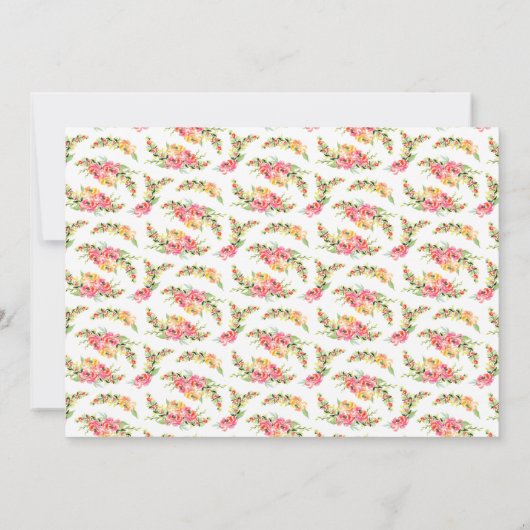 ピンクの黄色い花の女の子写真誕生のお知らせ 案内状 (裏面)