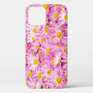 ピンクの黄色い花シームレスな背景 iPhone 12ケース