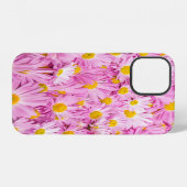 ピンクの黄色い花シームレスな背景 iPhoneケース (裏面横)