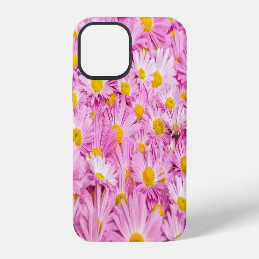 ピンクの黄色い花シームレスな背景 iPhoneケース (裏面)