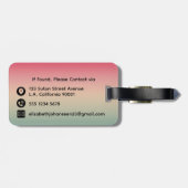 ピンクの黄色と緑のグラデーションスクリプト名モノグラム ラゲッジタグ (裏面横)