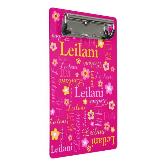 ピンクの黄色のグラフィックカスタムフラワーの女の子レイラニ ミニクリップボード (アングル)