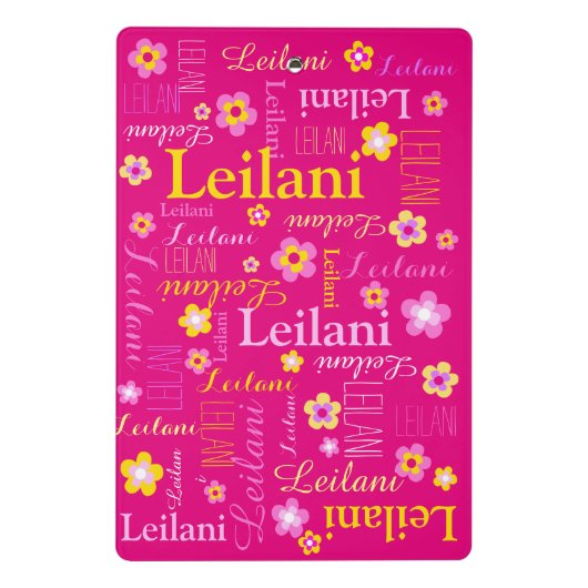 ピンクの黄色のグラフィックカスタムフラワーの女の子レイラニ ミニクリップボード (裏面)