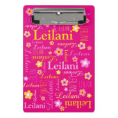 ピンクの黄色のグラフィックカスタムフラワーの女の子レイラニ ミニクリップボード (正面)