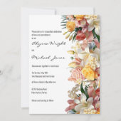 ピンクの黄色のバラのユリの蘭のフローラ結婚ズ 招待状 (正面)