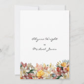 ピンクの黄色のバラのユリの蘭のフローラ結婚ズ 招待状 (裏面)