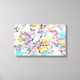 ピンクの黄色のバラ絵画スの引き伸ばしキャンバス印刷 キャンバスプリント
