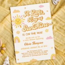 ピンクの黄色の太陽の光の赤ちゃんシャワー