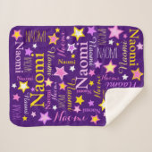 ピンクの黄色の女の子の名前ナオミ星パターン シェルパブランケット (正面(横))