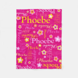 ピンクの黄色の女の子の名前フラワーグラフィックブランケット フリースブランケット