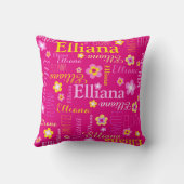 ピンクの黄色の女の子の名前Elliana クッション (裏面)