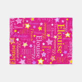 ピンクの黄色の女の子の名前Elouise星のパターン フリースブランケット (正面(横))