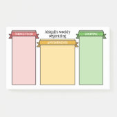 ピンクの黄色の緑のかわいいリボンラベルあなたの週 ポストイット (正面)