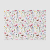 ピンクの黄色の野の花と蝶の誕生日 薄葉紙 (正面)