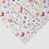 ピンクの黄色の野の花と蝶の誕生日 薄葉紙 (詳細)