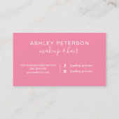 ピンクの黒いアクリルブラシストロークモダンな毛の化粧 名刺 (裏面)