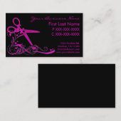 ピンクの黒いグリッターの渦巻の毛は名刺を切りました 名刺 (正面/裏面)