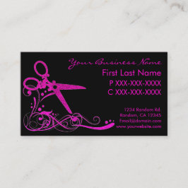 ピンクの黒いグリッターの渦巻の毛は名刺を切りました 名刺
