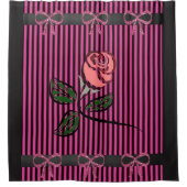 ピンクの黒いショーカーテンを剥ぎ取った シャワーカーテン (正面)