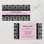 ピンクの黒いダマスク織のレトロのお母さんのテレホンカード コーリングカード (正面/裏面)