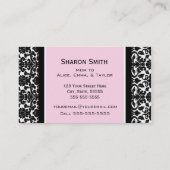 ピンクの黒いダマスク織のレトロのお母さんのテレホンカード コーリングカード (裏面)