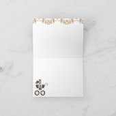 ピンクの黒いダマスク織の乳母車のシャワーは感謝していしています サンキューカード (内部)