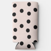 ピンクの黒いドット スリム缶クーラー (正面)