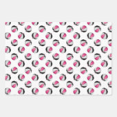 ピンクの黒いバスケットボールを調整する3 pc ラッピングペーパーシート (正面3)