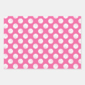 ピンクの黒いバスケットボールを調整する3 pc ラッピングペーパーシート (正面2)