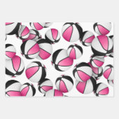 ピンクの黒いバスケットボールを調整する3 pc ラッピングペーパーシート (正面)