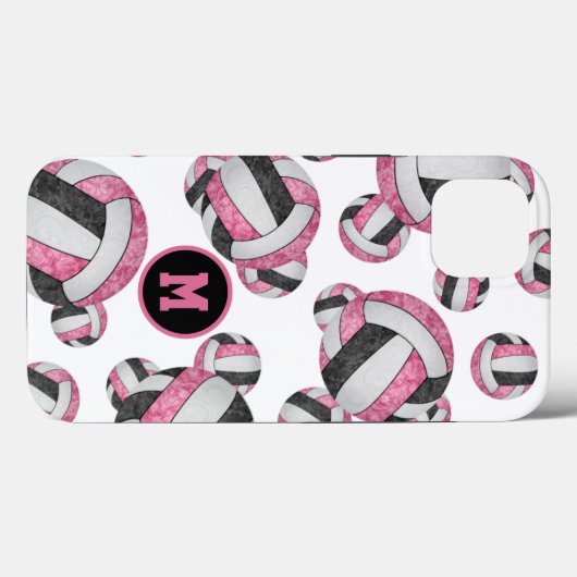 ピンクの黒いバレーボール柄の女の子スポーツギフト Case-Mate iPhoneケース (裏面 (横))