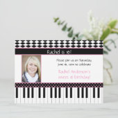 ピンクの黒いピアノテーマの菓子16の誕生日 招待状 (スタンド正面)